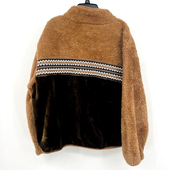 UGG Womens Marlene Sherpa Jacket Medium Tan Chestnut Heritage Braid NWT - Picture 7 of 12